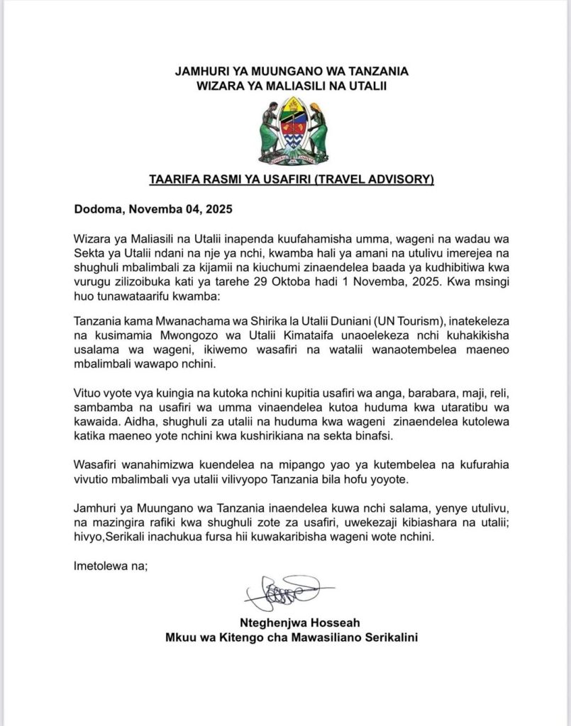 Official Tanzania Travel advisory