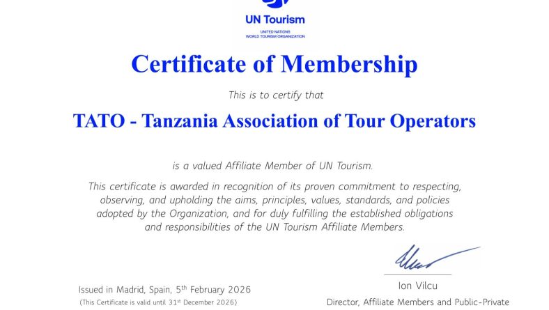 TATO Recognized as a UN Tourism Affiliate Member: A Milestone for Tanzania’s Tourism Industry