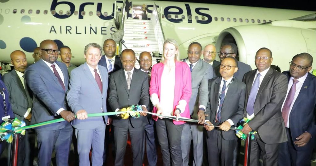 Belgian Ambassador With Tanzania Government Officials welcoming Brussels Airline at KIA